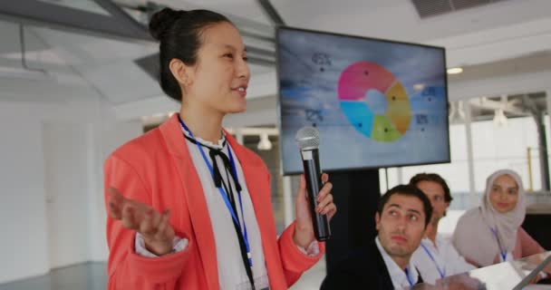 Vue Côté Gros Plan Une Jeune Femme Affaires Asiatique Portant — Video