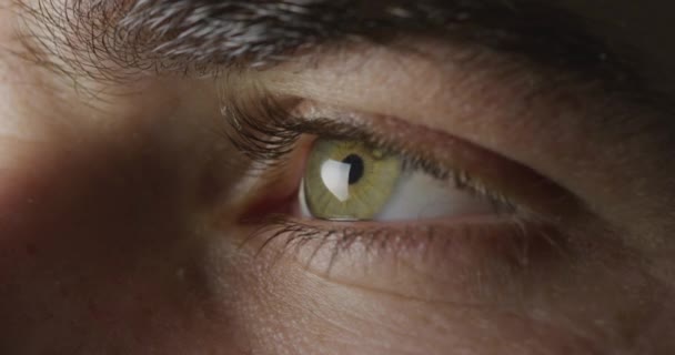 Zijaanzicht Close Detail Van Het Groene Oog Van Een Man — Stockvideo