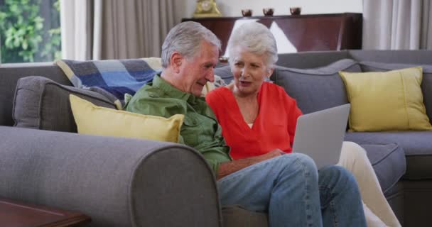 Senior Caucasian Couple Spending Time Home Together Self Isolation Quarantine — Stock Video