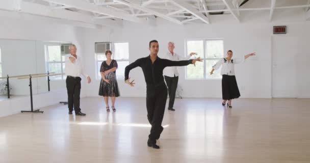 Professeur Danse Mixte Prend Cours Danse Salon Dans Studio Danse — Video