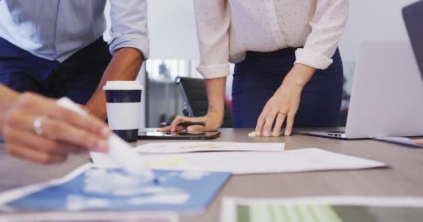 Multi Etnische Groep Van Collega Uit Het Bedrijfsleven Het Kantoor — Stockvideo