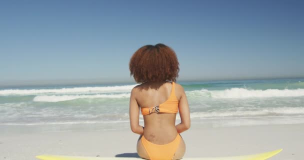 Visão Traseira Uma Mulher Afro Americana Desfrutando Tempo Sol Uma — Vídeo de Stock