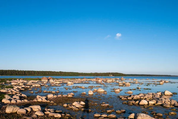 Gyönyörű óceán partján számtalan kövek. — Stock Fotó