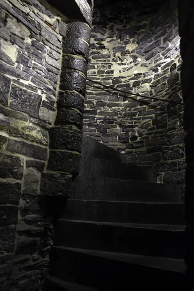 Interior stairs in castle, construction and architecture