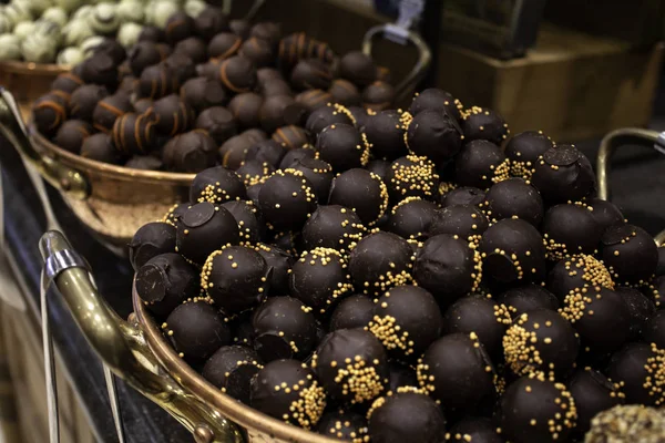 Chocolade Pralines België Winkel Voedsel Desserts — Stockfoto