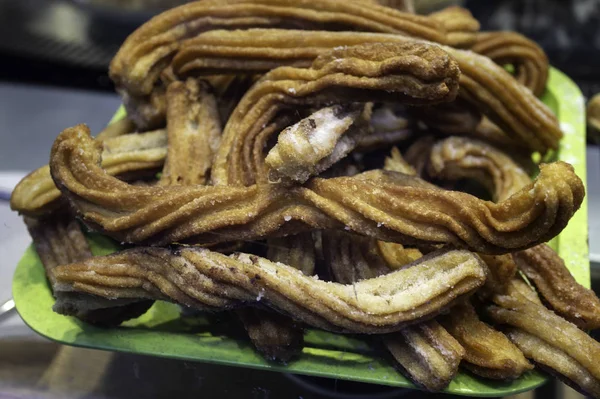 Churros Com Açúcar Pastelaria Doces Sobremesas — Fotografia de Stock