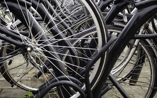 Bicicletas Típicas Estacionadas Holanda Detalhes Transporte Cidade Turismo Europa — Fotografia de Stock