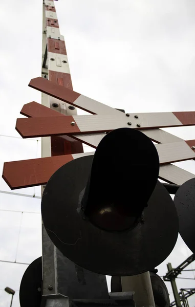 Semaphore Und Sicherheitsbarriere Zug Fahrzeug Und Transportstation — Stockfoto