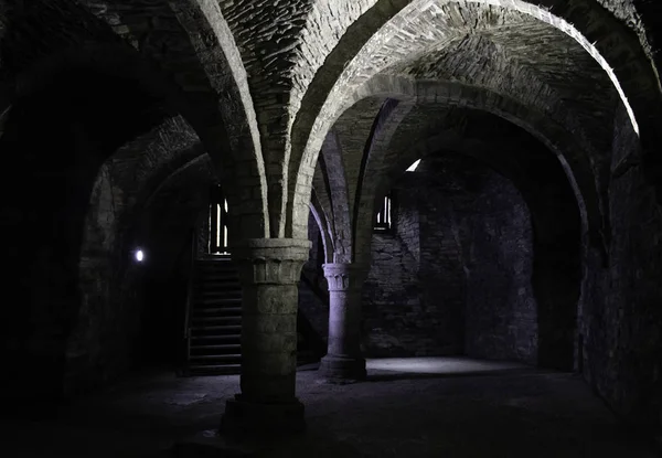 Interieur Van Dungeon Oude Kasteel Bouw Architectuur — Stockfoto