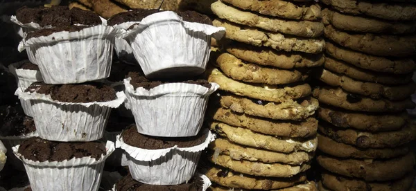 Galletas Magdalenas Chocolate Pastelería Postres Dulces —  Fotos de Stock