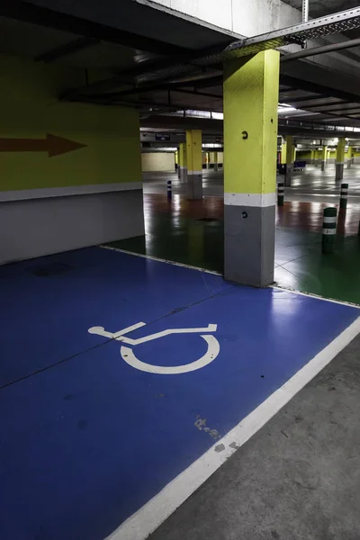 Parking Pour Handicapés Sur Route Symbole Fond — Photo