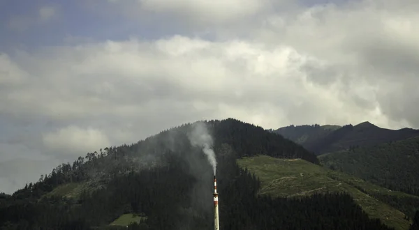 Factory with smoke chimney