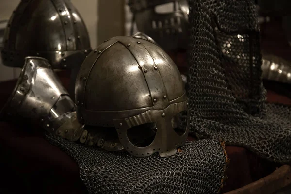 Medieval helmets armor — Stock Photo, Image