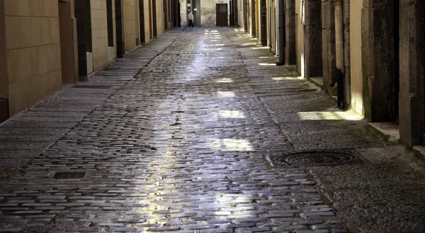 Rua da aldeia molhada — Fotografia de Stock