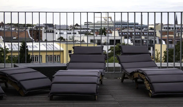 Sun loungers on terrace — Stock Photo, Image