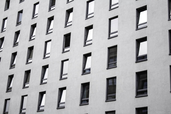 Building with urban windows, construction and architecture