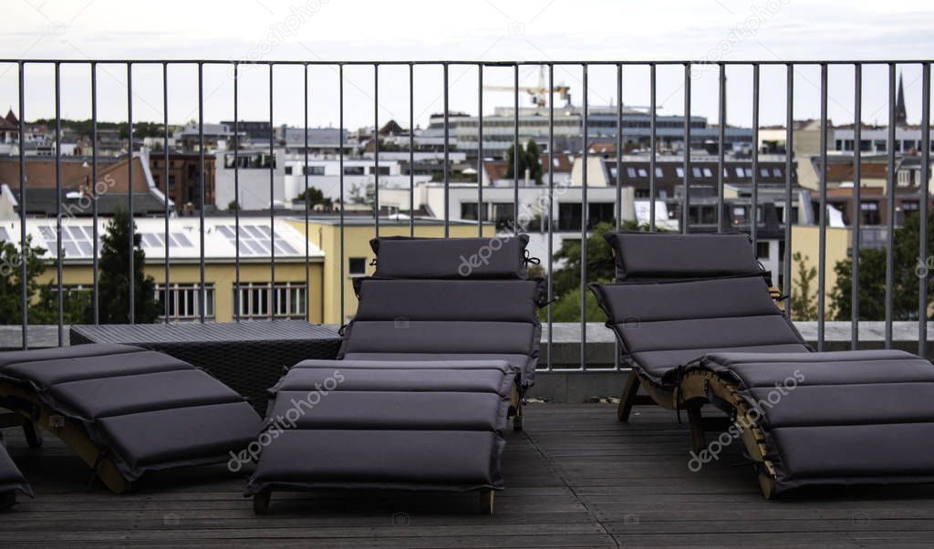 Sun loungers on terrace