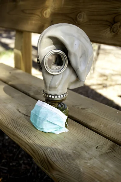 Máscara Gás Para Pandemia Covid Antraz Guerra Bacteriológica — Fotografia de Stock