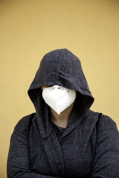 Woman Covid Mask Protection Covid Pandemi — Stock Photo, Image