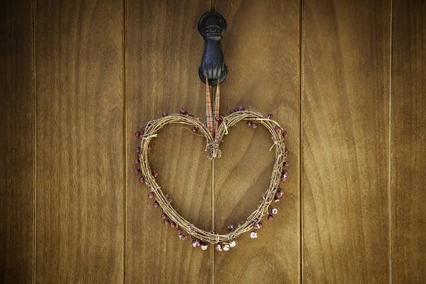 Hjärta Vid Dörren Dekoration Och Symbol Älskare Och Par — Stockfoto