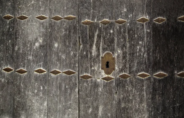 Porta Velha Batedor Detalhe Madeira Doo — Fotografia de Stock