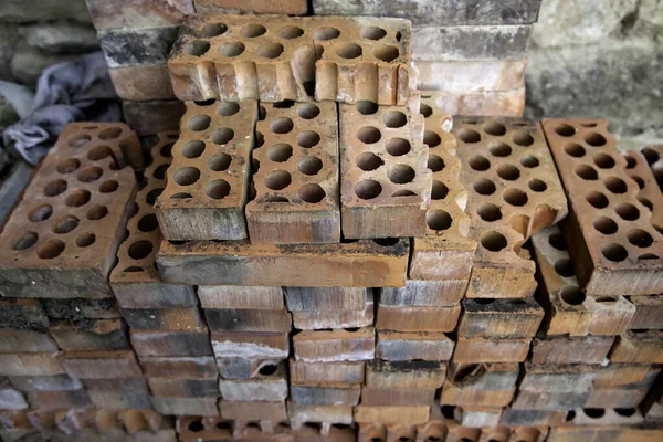 Brick blocks in construction company, architecture, detail