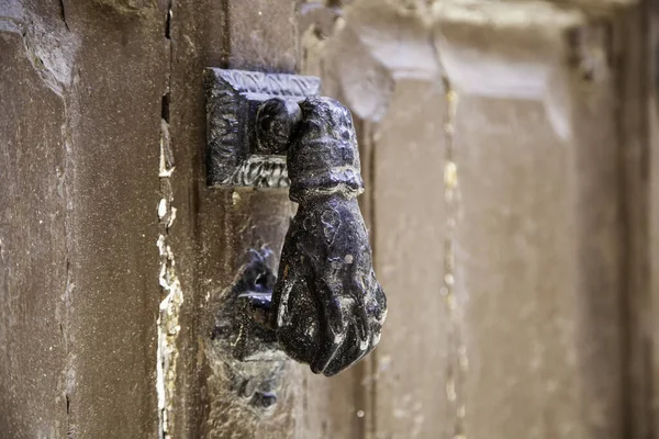 Porta Velha Batedor Detalhe Madeira Doo — Fotografia de Stock