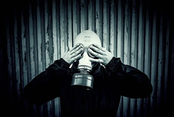 Woman Hooded Gas Mask Fear Halloween — Stock Photo, Image