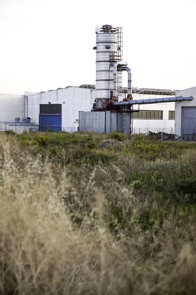 Atomfabrik Mit Schornstein Verschmutzt Rauch Umwelt Ökologie — Stockfoto