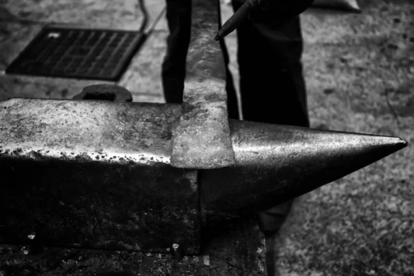 Vuur Smederij Detail Van Het Werk Met Ijzer Industrie — Stockfoto