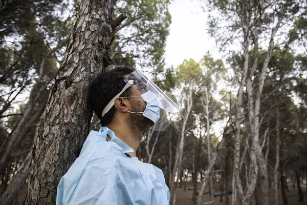 Personale Sanitario Con Tuta Covid Dettaglio Della Pandemia Mondiale Sicurezza — Foto Stock