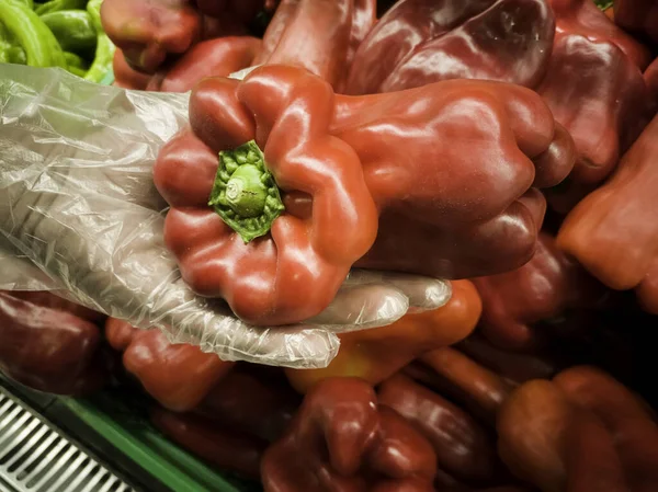 Red Peppers Supermarket Greengrocers Organic Organic Food — Stock Photo, Image