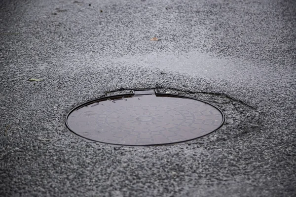 Pioggia Sulla Strada Urbana Tempo Tempesta — Foto Stock