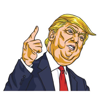 Donald Trump. Kovuldun! Karikatür vektör. 19 Mayıs 2017