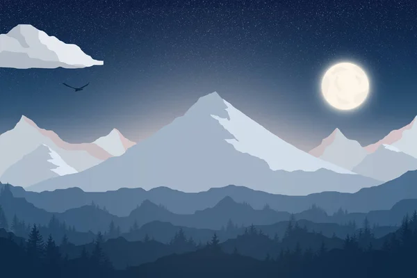 Nacht Berglandschaft Kalten Farben — Stockfoto