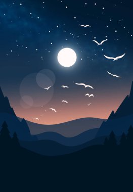 minimalist gece kış manzarası