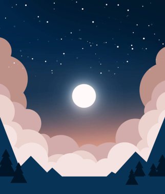 minimalist gece kış manzarası