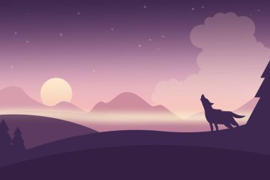 dolunay, orman manzara