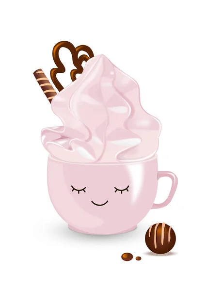 奶油与巧克力在杯子 — 图库矢量图片