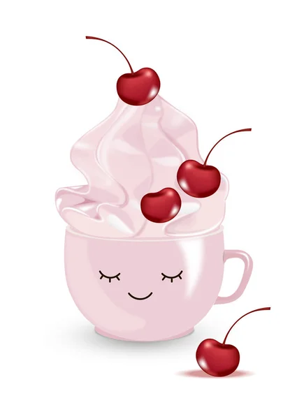 杯中的樱桃浆果蛋糕 — 图库矢量图片