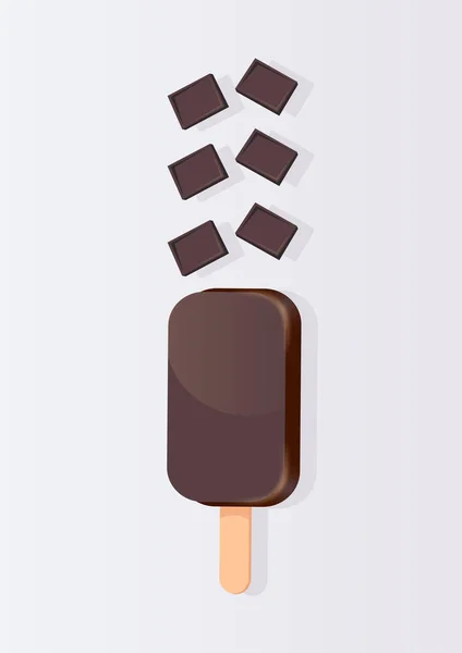 Čokoládová Zmrzlina Světle Pozadí — Stockový vektor