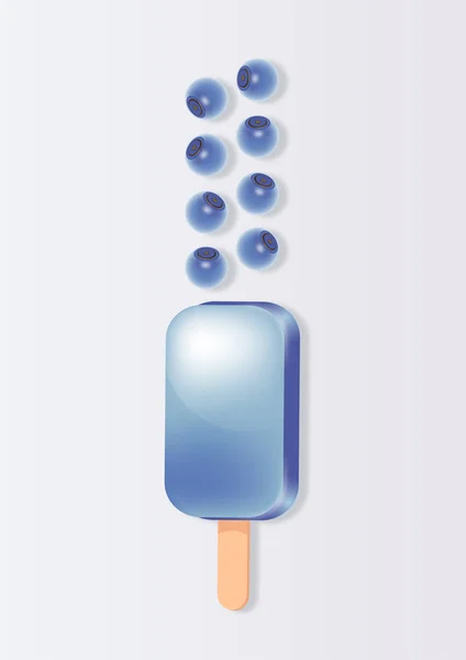 Blueberry Berry Ice Cream — Stock Vector