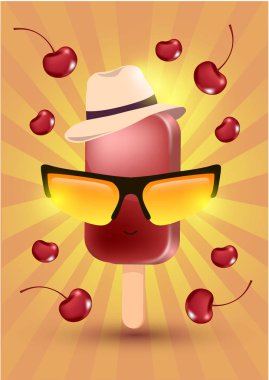 bir şapka ve güneş gözlüğü kiraz dondurma