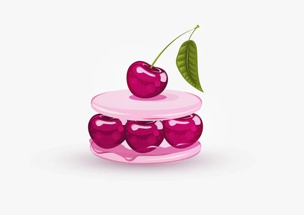 Cherry Cake Een Lichte Achtergrond — Stockvector