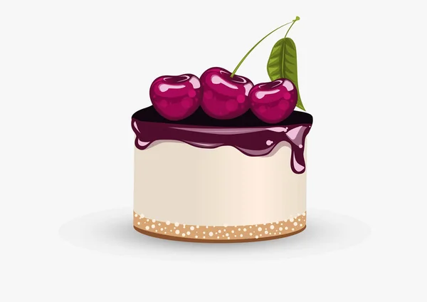 Grädde Tårta Med Körsbär Och Choklad — Stock vektor