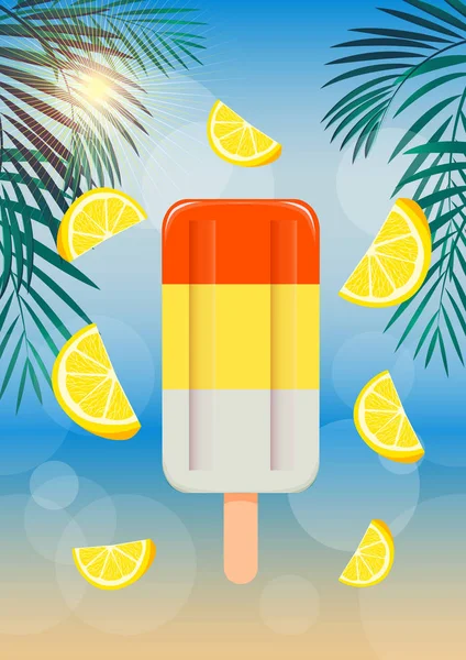 Popsicles Stick Backdrop Palm Trees — Stock Vector