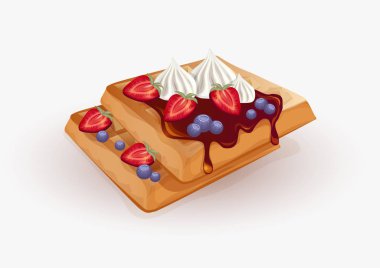 hafif bir arka plan üzerinde çikolata krema, çilek ve bezeler ile waffle