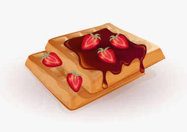 çikolata krema ve çilek ile waffle