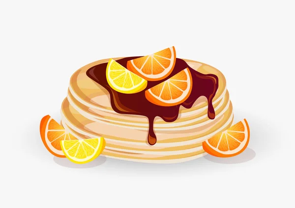 Pannkakor Med Apelsin Ljus Bakgrund — Stock vektor