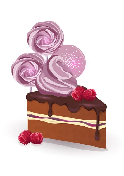 Смачний Блискучий Шоколадний Торт — стоковий вектор